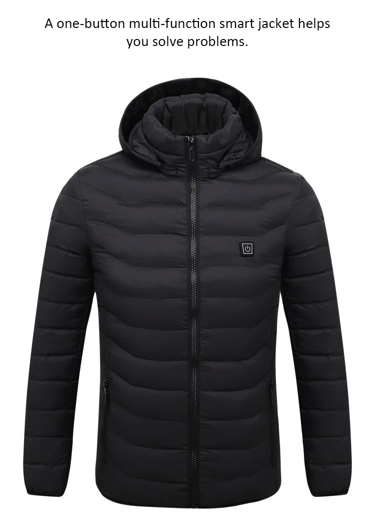 Men Heated Jacket USB Winter Outdoor Electric Heating male bobojaco Warm Sprots Thermal Coat Clothing Heatable men's parka