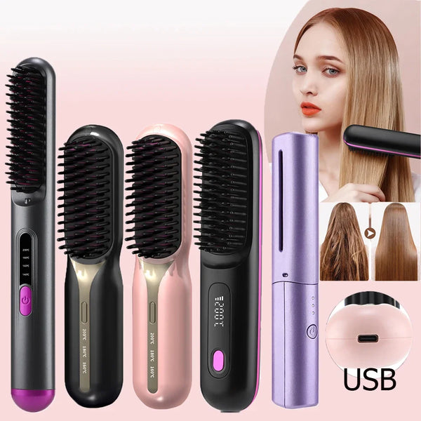 Hot Comb Straightener Professional Quick Heated Electric Wireless Hair Straighten Personal Care Multifunctional Hairstyle Brush