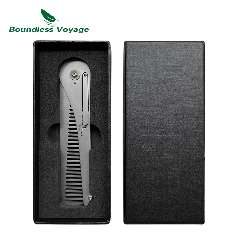 Boundless Voyage Titanium Foldable Comb Outdoor Camping Hair Bangs Beard Comb Personal Care Tool