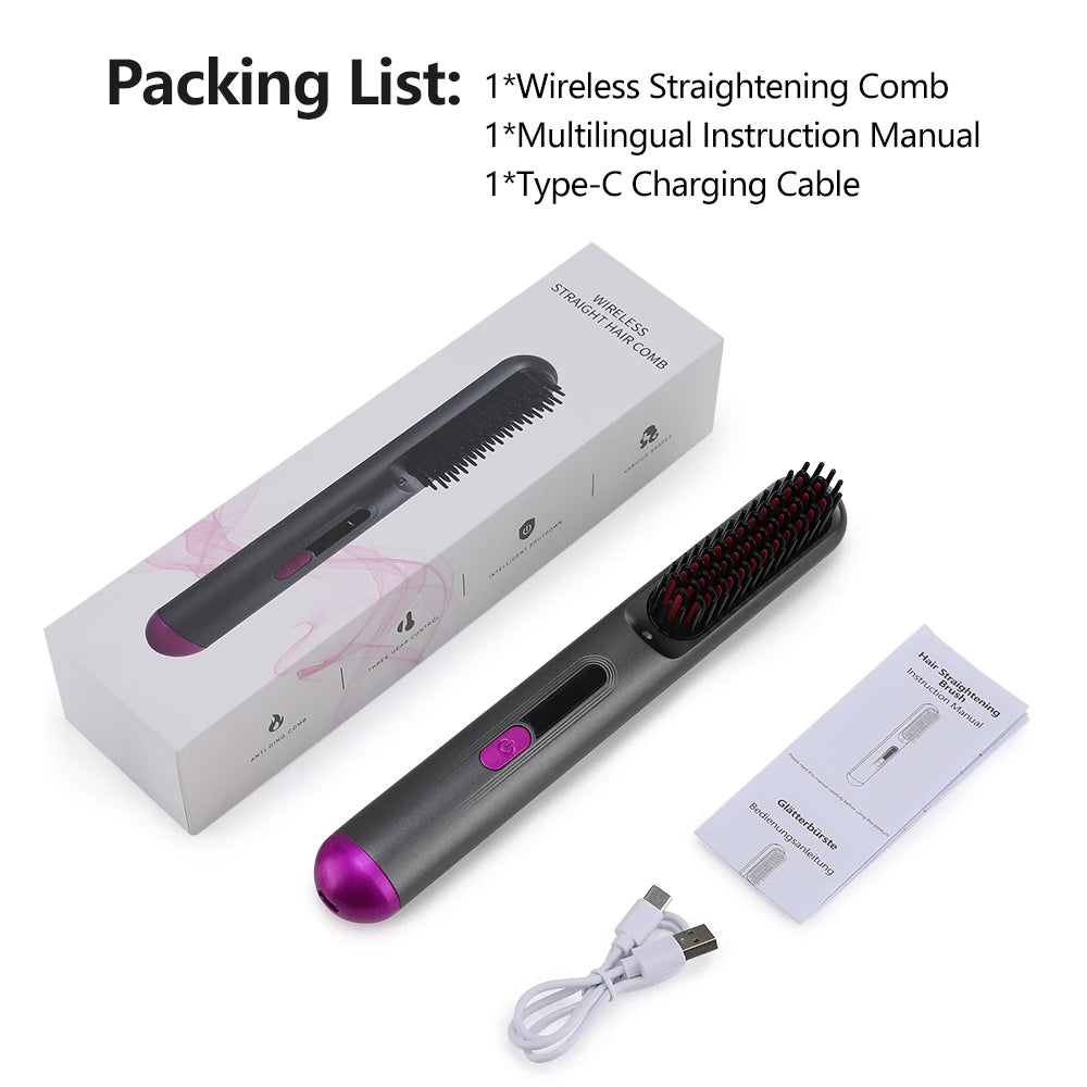 Hot Comb Straightener Professional Quick Heated Electric Wireless Hair Straighten Personal Care Multifunctional Hairstyle Brush