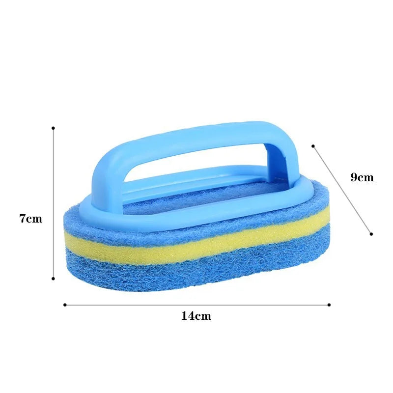 Household Cleaning Brush With Handle Dish Soap Bathroom Kitchen Tub Thicken Scrubbing Sponge Wipe Durable Tools Accessories Home