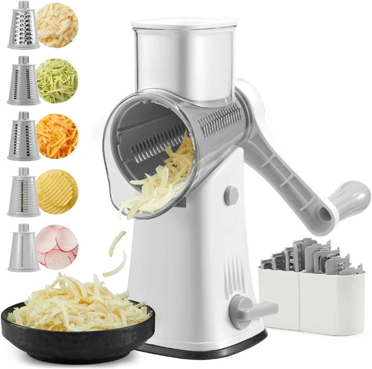 5-in-1 Rotary Cheese Grater & Vegetable Slicer — Grate, Slice & Shred in Seconds