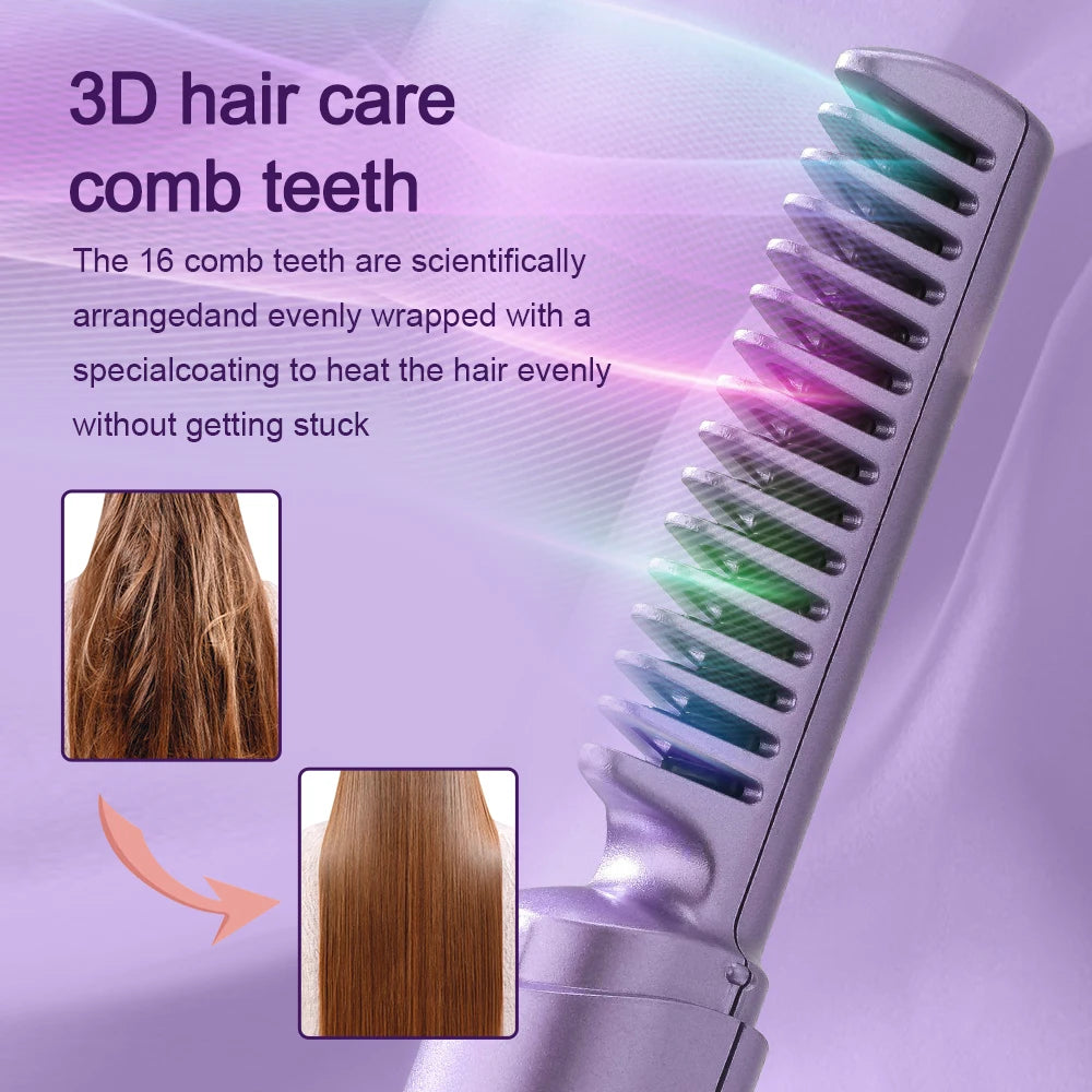 Hot Comb Straightener Professional Quick Heated Electric Wireless Hair Straighten Personal Care Multifunctional Hairstyle Brush