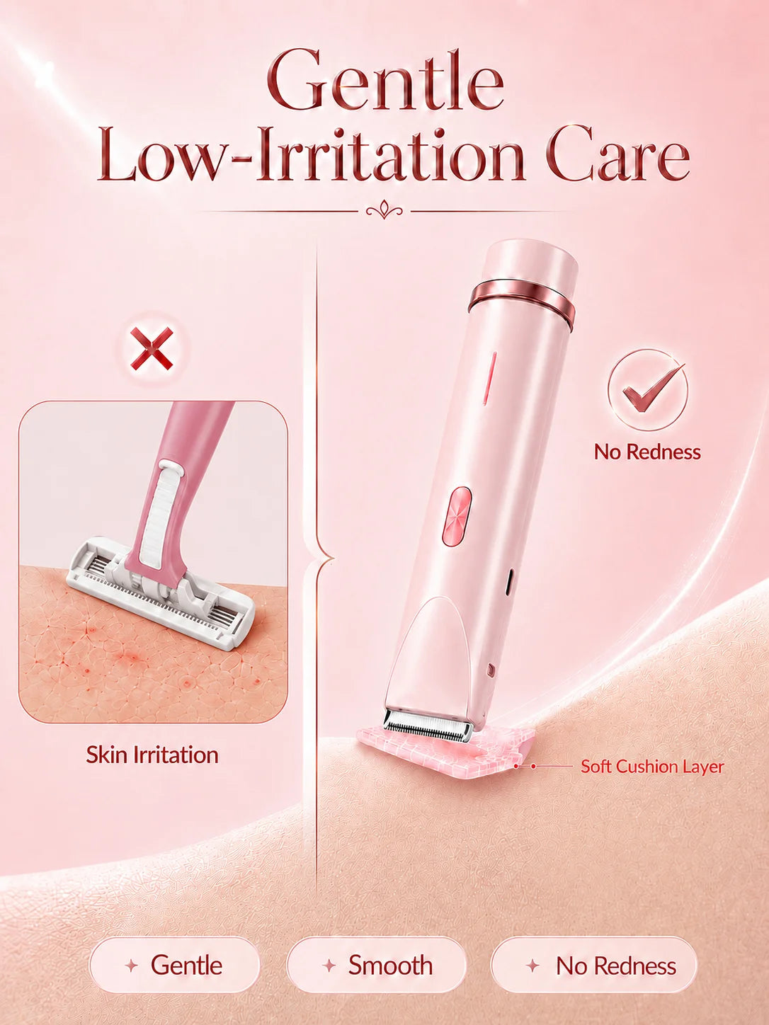Bikini Trimmer for Women, Double Head Electric Hair Remover Shaver, Rechargeable Painless Body Groomer for Body Private Areas