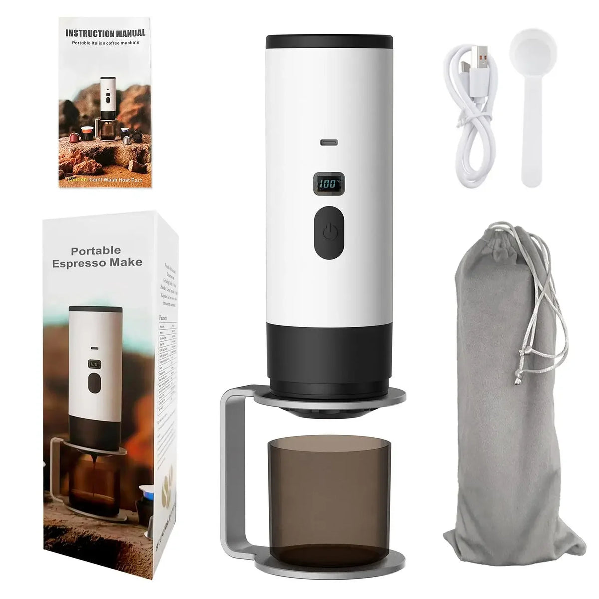 5-in-1 Portable Espresso Coffee Maker | Wireless for Car, Home, Camp & Travel