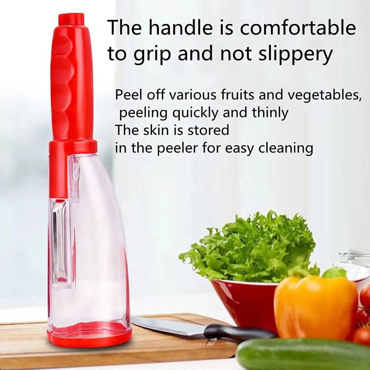 Stainless Steel Peeler with Catcher Container | Peel Without the Mess