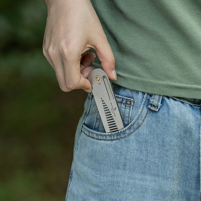 Boundless Voyage Titanium Foldable Comb Outdoor Camping Hair Bangs Beard Comb Personal Care Tool