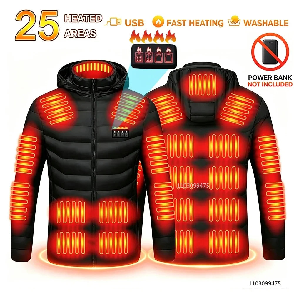 21 Areas Heated Jacket Men Warm Vest USB Self Heating Jacket Women Heated Coat Ski Camping Hiking Winter Cotton Clothes Washed