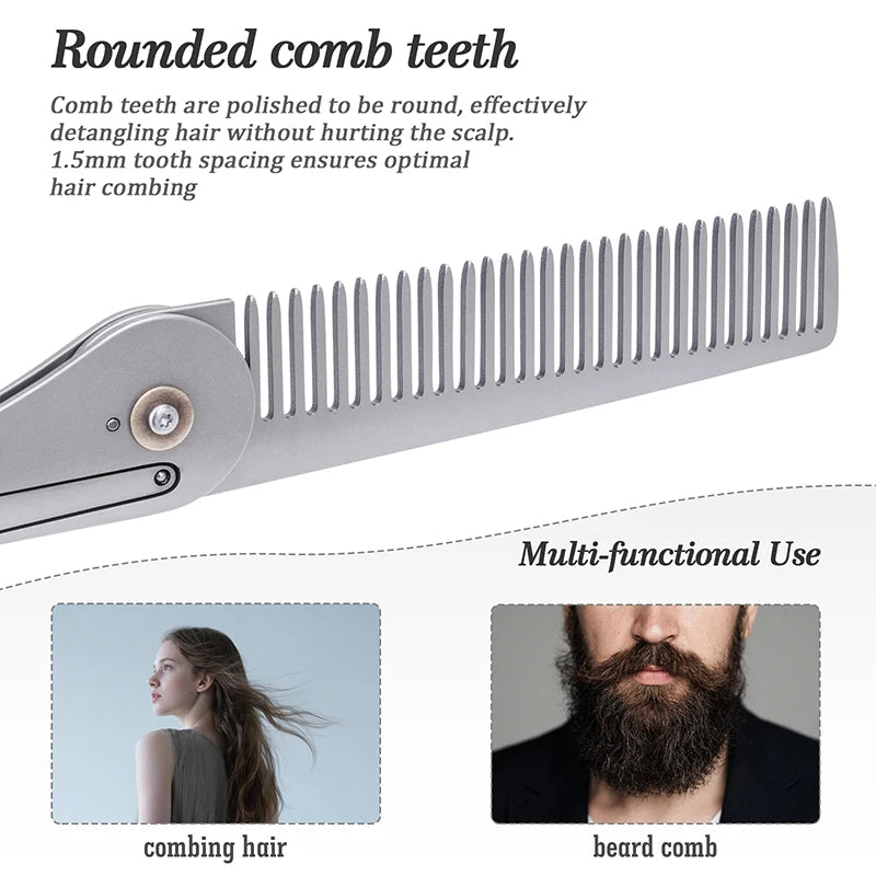 Boundless Voyage Titanium Foldable Comb Outdoor Camping Hair Bangs Beard Comb Personal Care Tool