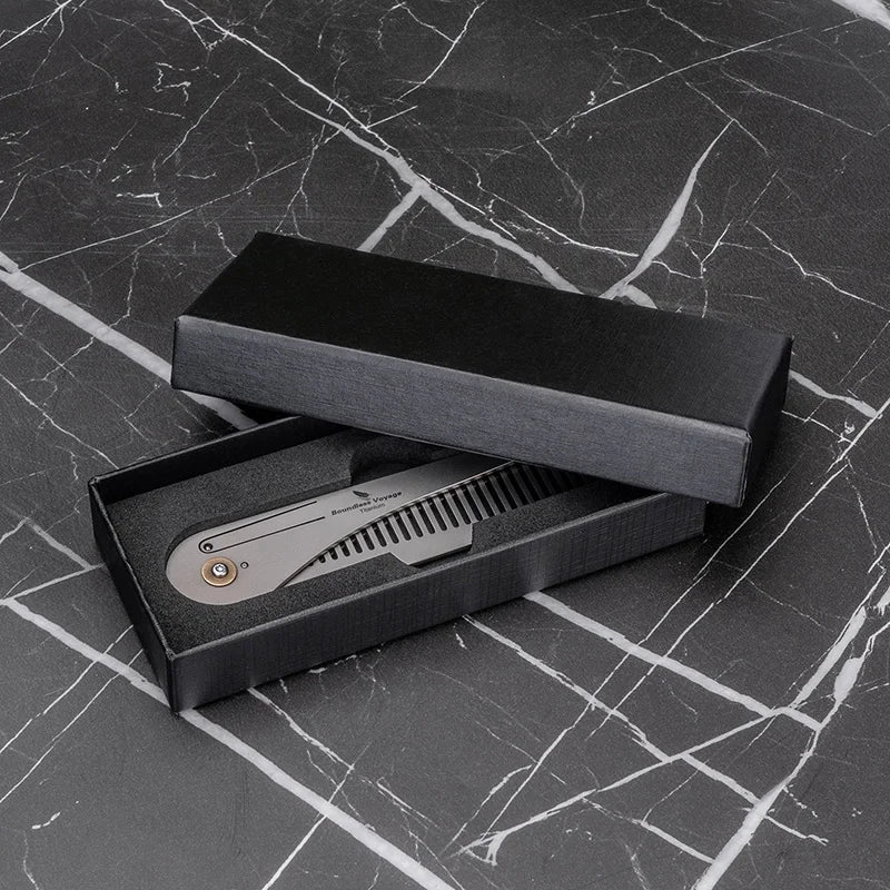 Boundless Voyage Titanium Foldable Comb Outdoor Camping Hair Bangs Beard Comb Personal Care Tool