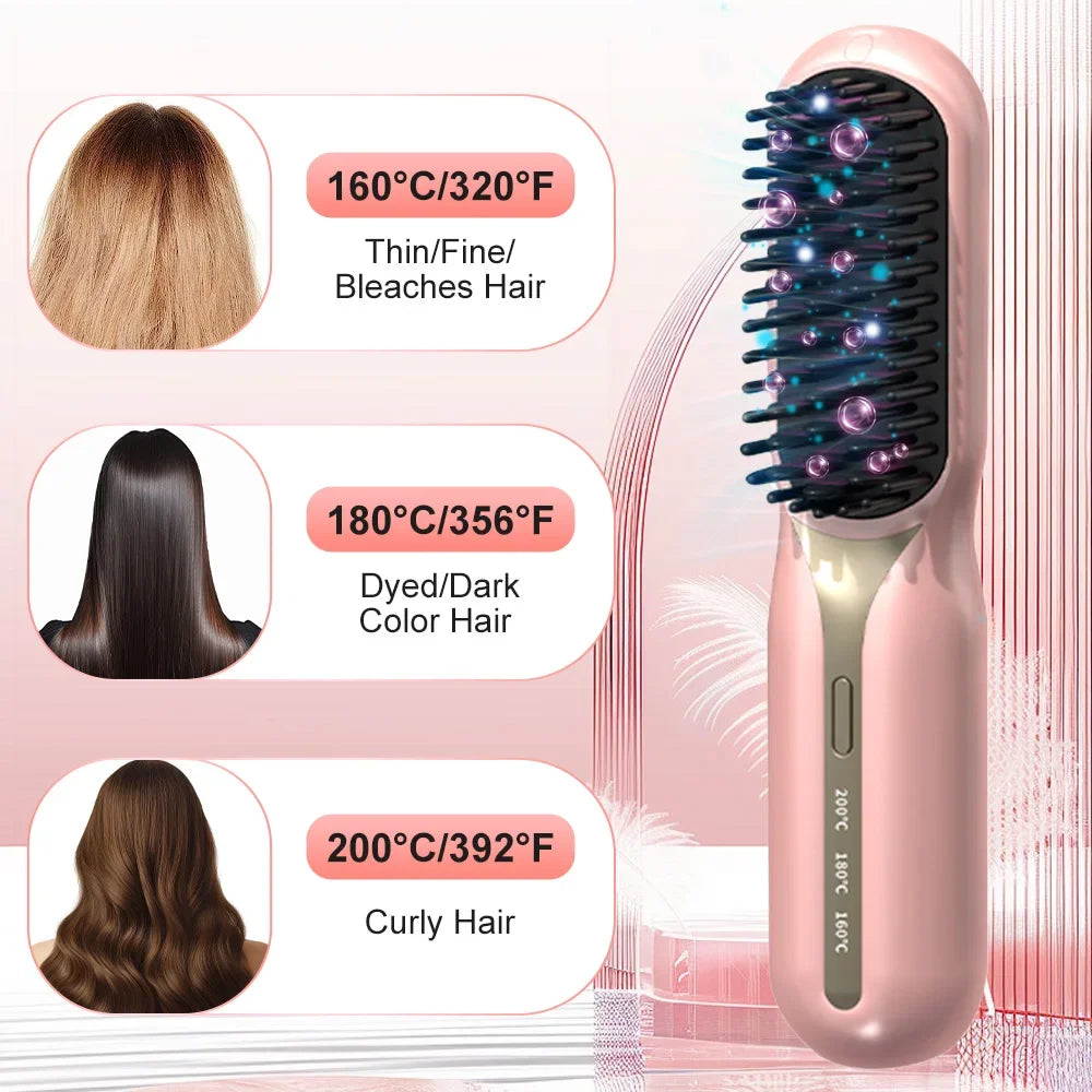 Hot Comb Straightener Professional Quick Heated Electric Wireless Hair Straighten Personal Care Multifunctional Hairstyle Brush