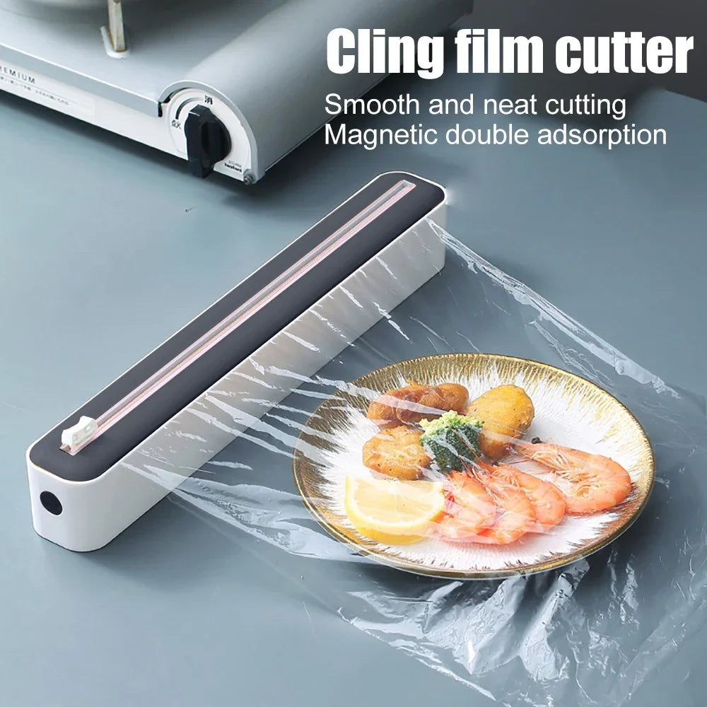 2-in-1 Magnetic Food Wrap & Foil Dispenser with Cutter | Mess-Free Kitchen Essential