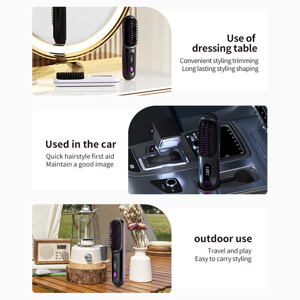 Hot Comb Straightener Professional Quick Heated Electric Wireless Hair Straighten Personal Care Multifunctional Hairstyle Brush