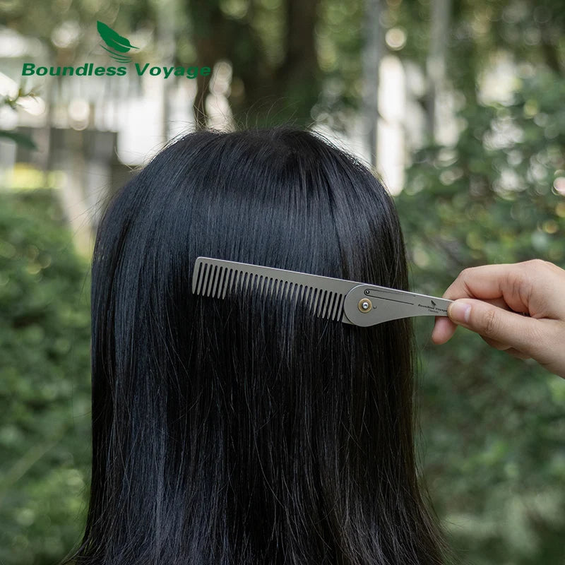 Boundless Voyage Titanium Foldable Comb Outdoor Camping Hair Bangs Beard Comb Personal Care Tool