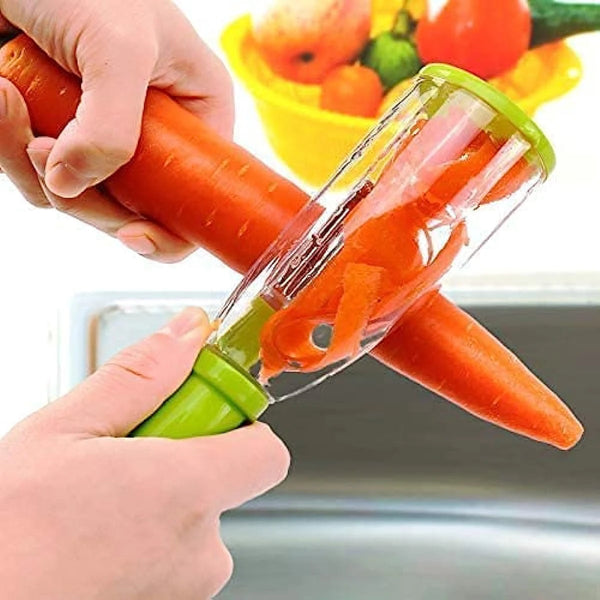 Stainless Steel Peeler with Catcher Container | Peel Without the Mess