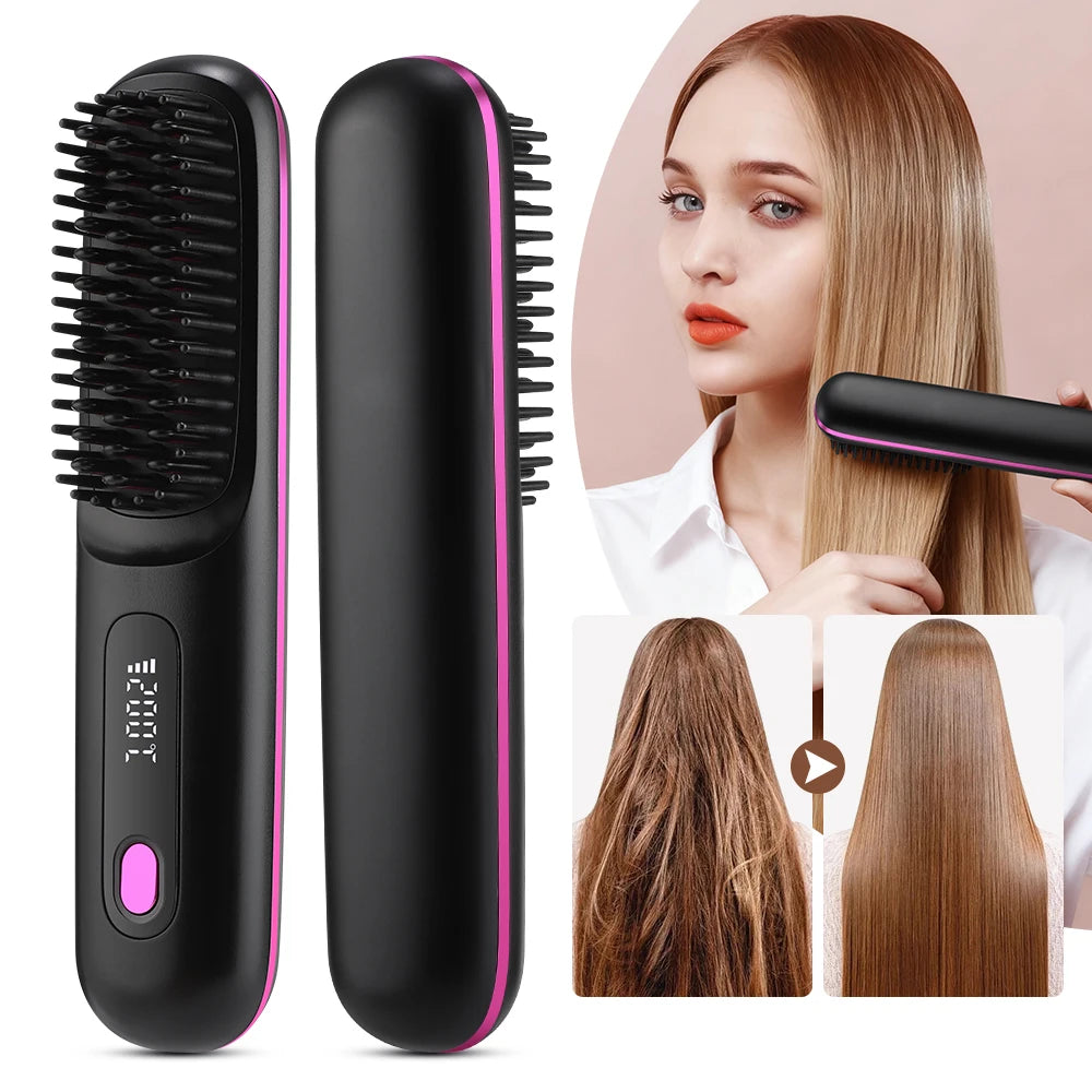 Hot Comb Straightener Professional Quick Heated Electric Wireless Hair Straighten Personal Care Multifunctional Hairstyle Brush