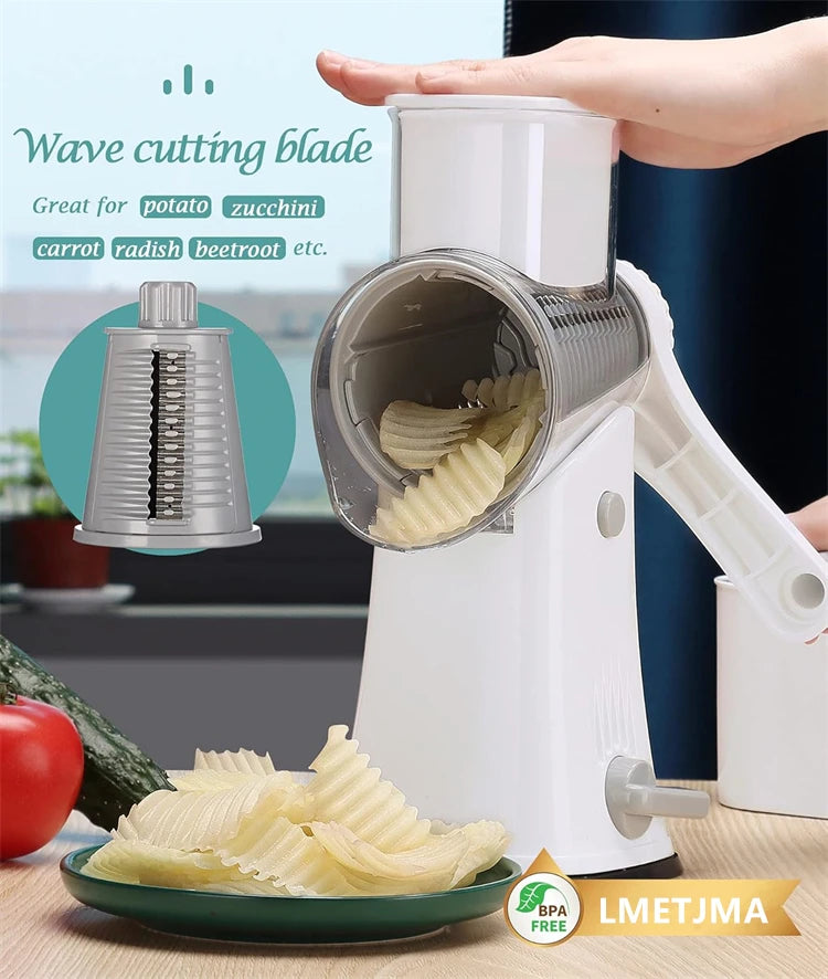 5-in-1 Rotary Cheese Grater & Vegetable Slicer — Grate, Slice & Shred in Seconds