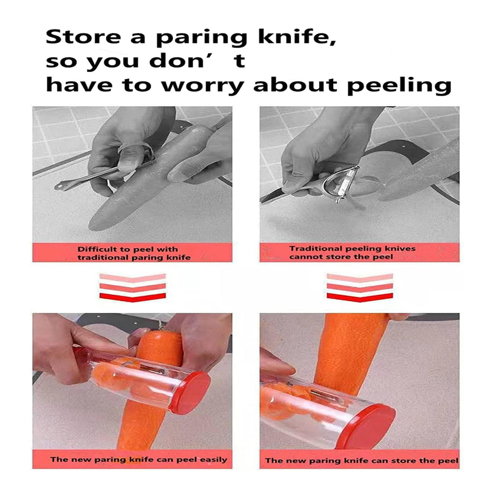 Stainless Steel Peeler with Catcher Container | Peel Without the Mess