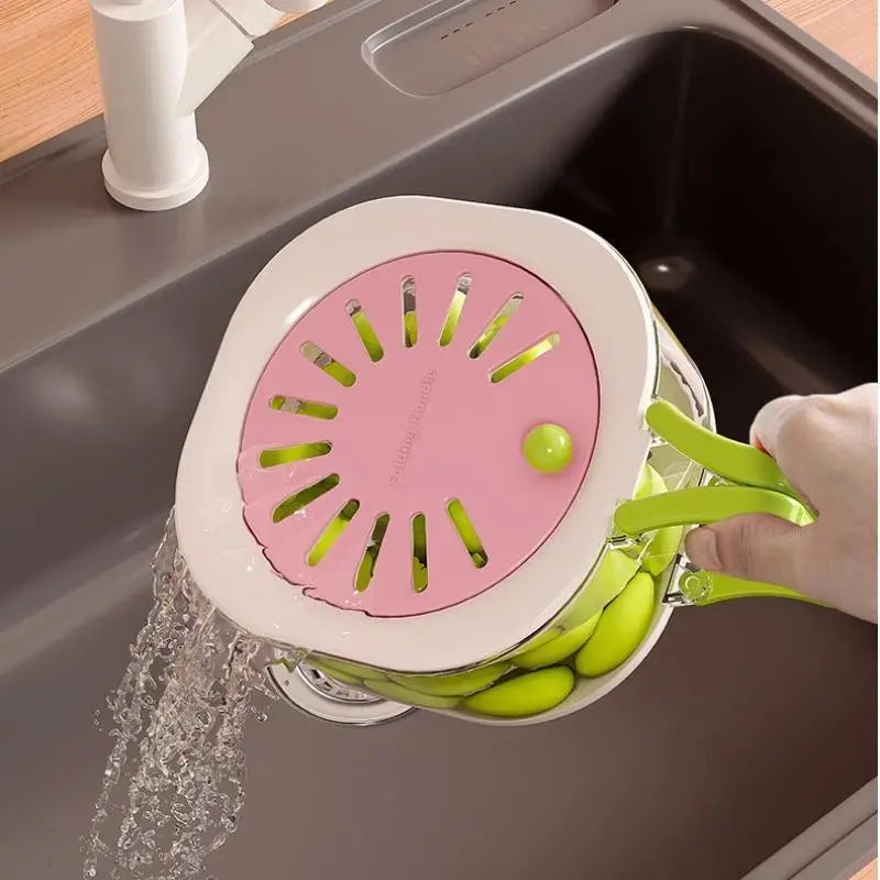 2-in-1 Fruit & Vegetable Washing Basin with Lid & Drain Basket | Fresher, Cleaner Food