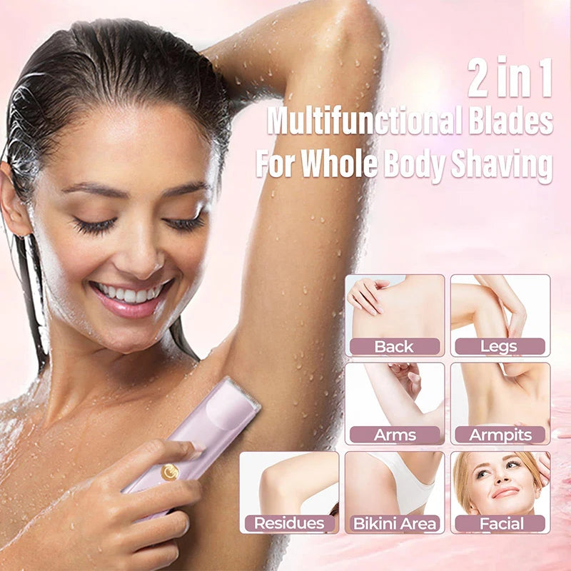 Bikini Trimmer Electric Razor for Women Body Underarm Leg Shaver Female Electric Painless Epilator Facial Mustache Hair Remover