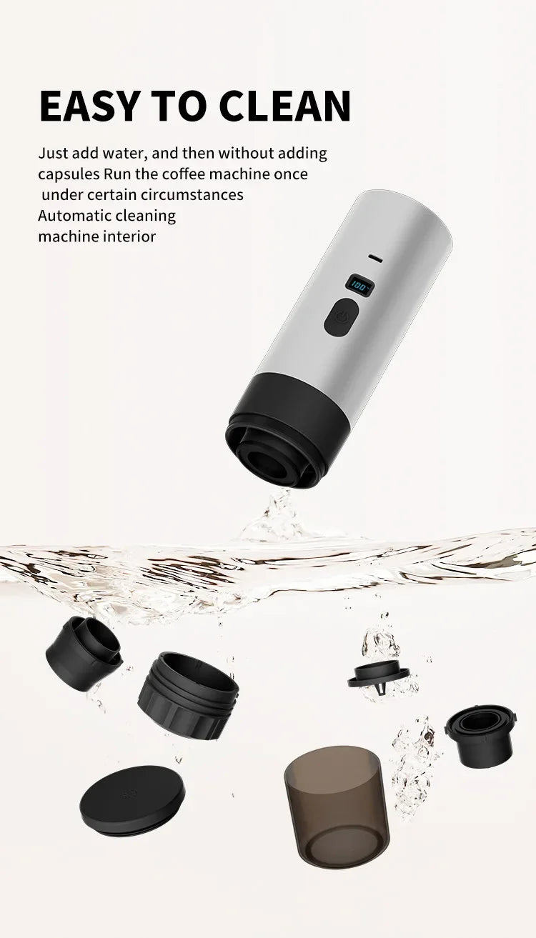5-in-1 Portable Espresso Coffee Maker | Wireless for Car, Home, Camp & Travel