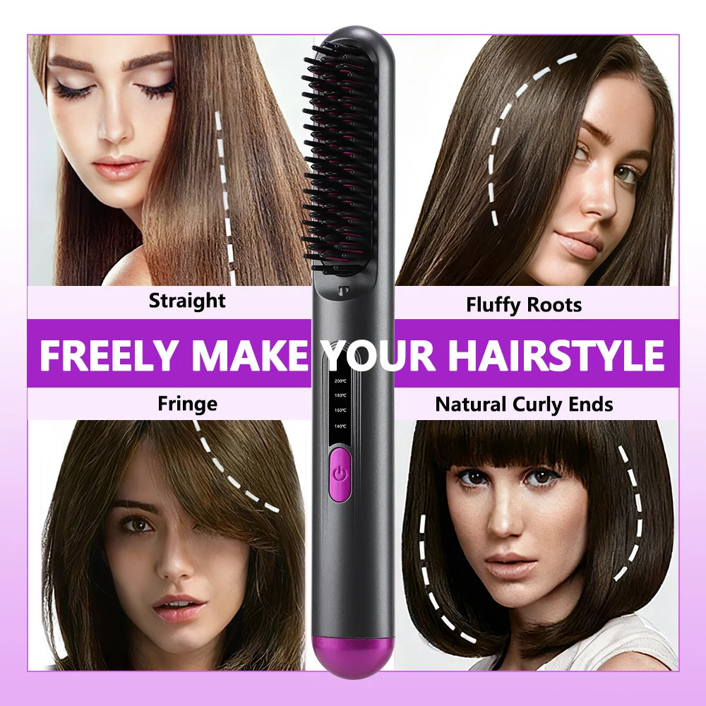 Hot Comb Straightener Professional Quick Heated Electric Wireless Hair Straighten Personal Care Multifunctional Hairstyle Brush