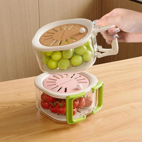 2-in-1 Fruit & Vegetable Washing Basin with Lid & Drain Basket | Fresher, Cleaner Food