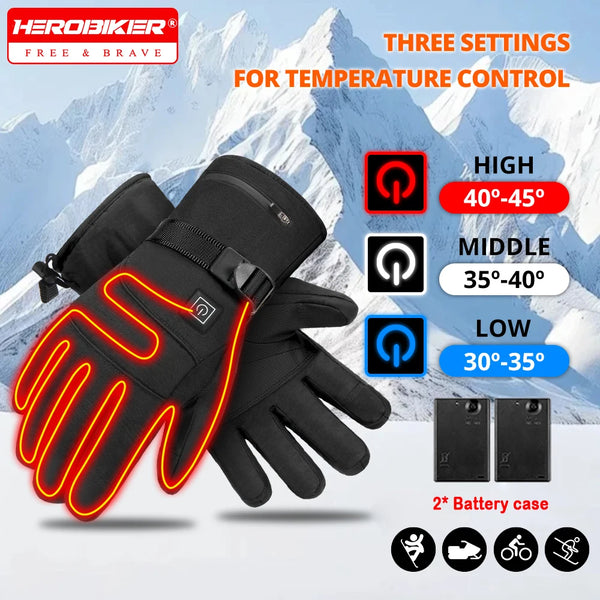Winter Heated Gloves | Waterproof Thermal Motorcycle Gloves for Men & Women