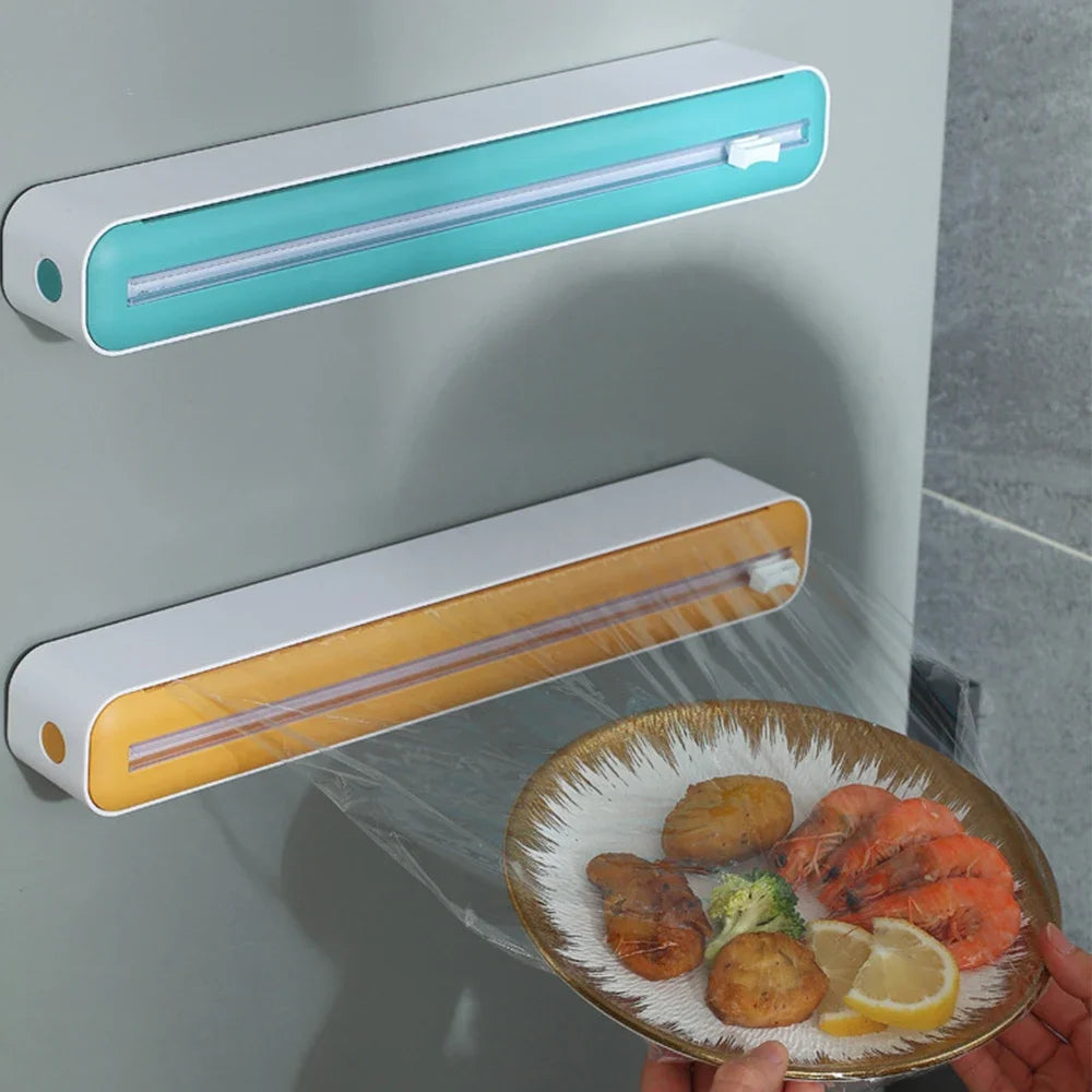 2-in-1 Magnetic Food Wrap & Foil Dispenser with Cutter | Mess-Free Kitchen Essential