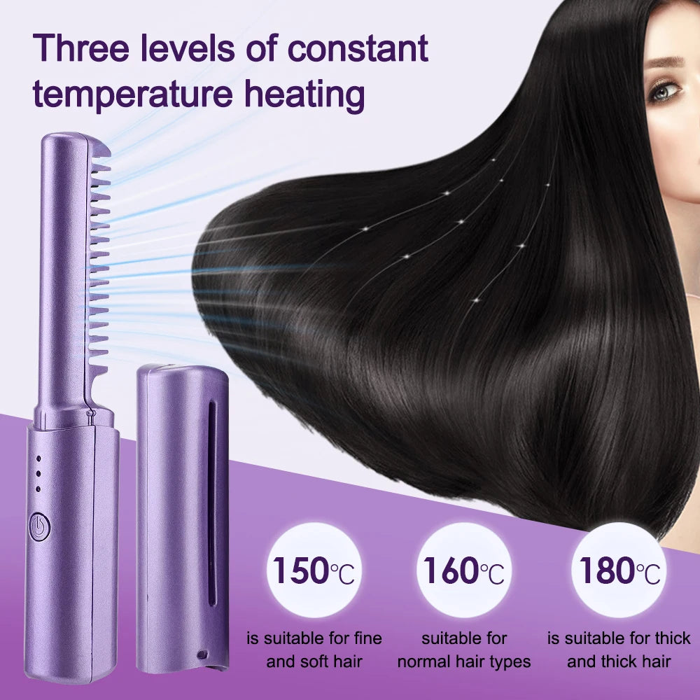Hot Comb Straightener Professional Quick Heated Electric Wireless Hair Straighten Personal Care Multifunctional Hairstyle Brush