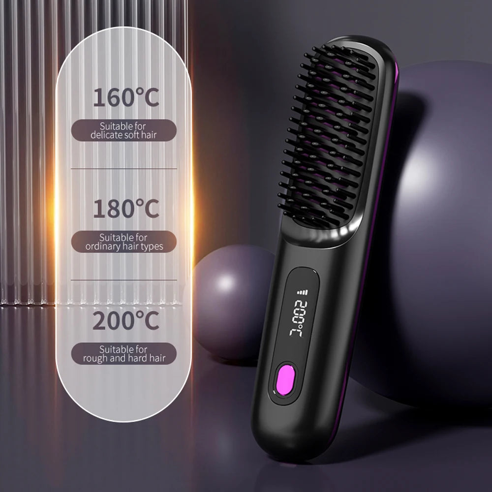 Hot Comb Straightener Professional Quick Heated Electric Wireless Hair Straighten Personal Care Multifunctional Hairstyle Brush