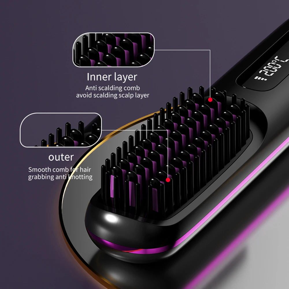 Hot Comb Straightener Professional Quick Heated Electric Wireless Hair Straighten Personal Care Multifunctional Hairstyle Brush
