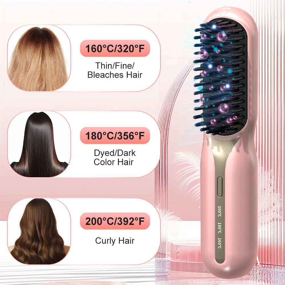 Hot Comb Straightener Professional Quick Heated Electric Wireless Hair Straighten Personal Care Multifunctional Hairstyle Brush