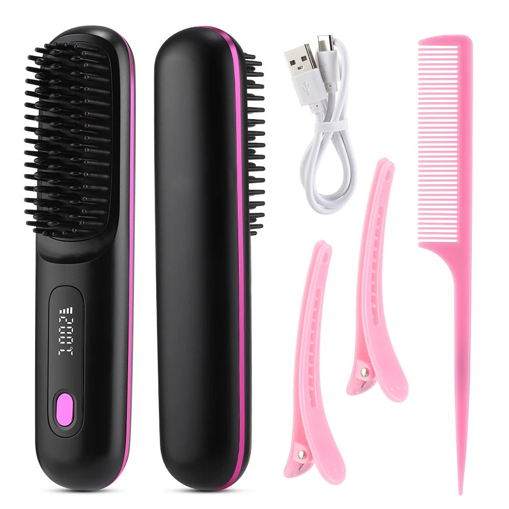 Hot Comb Straightener Professional Quick Heated Electric Wireless Hair Straighten Personal Care Multifunctional Hairstyle Brush