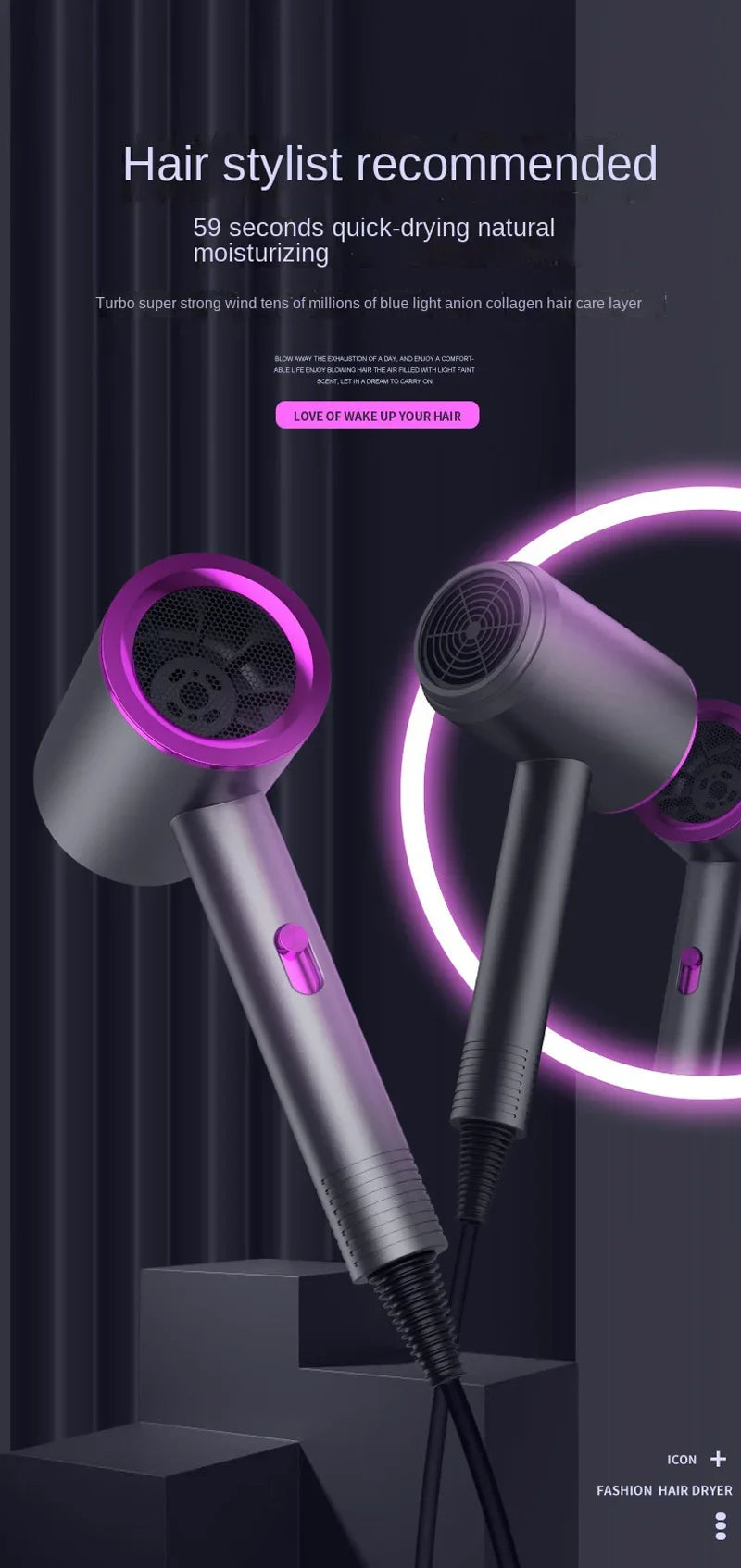 Pro High-Speed Hair Dryer | Ionic, 3-Speed, Salon-Quality Results at Home