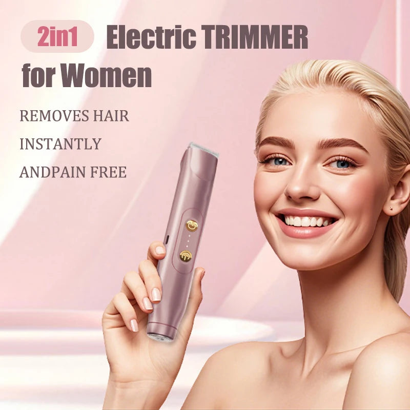 Bikini Trimmer Electric Razor for Women Body Underarm Leg Shaver Female Electric Painless Epilator Facial Mustache Hair Remover