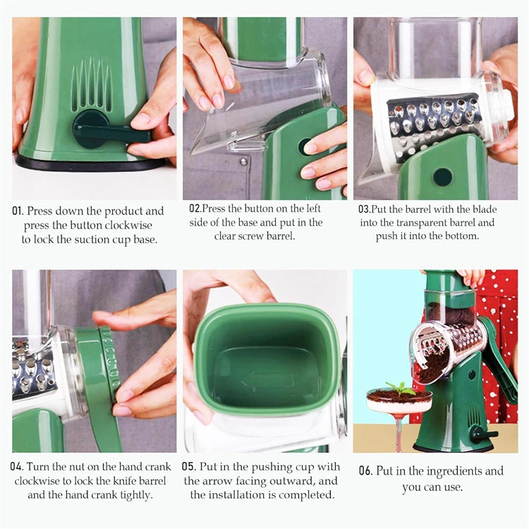 5-in-1 Rotary Cheese Grater & Vegetable Slicer — Grate, Slice & Shred in Seconds