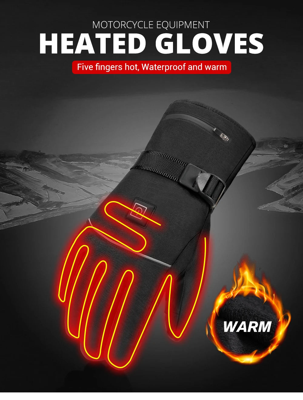 Winter Heated Gloves | Waterproof Thermal Motorcycle Gloves for Men & Women