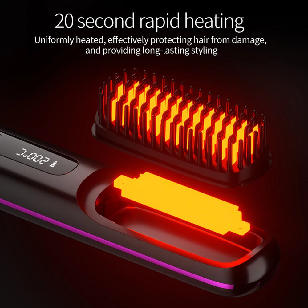 Hot Comb Straightener Professional Quick Heated Electric Wireless Hair Straighten Personal Care Multifunctional Hairstyle Brush