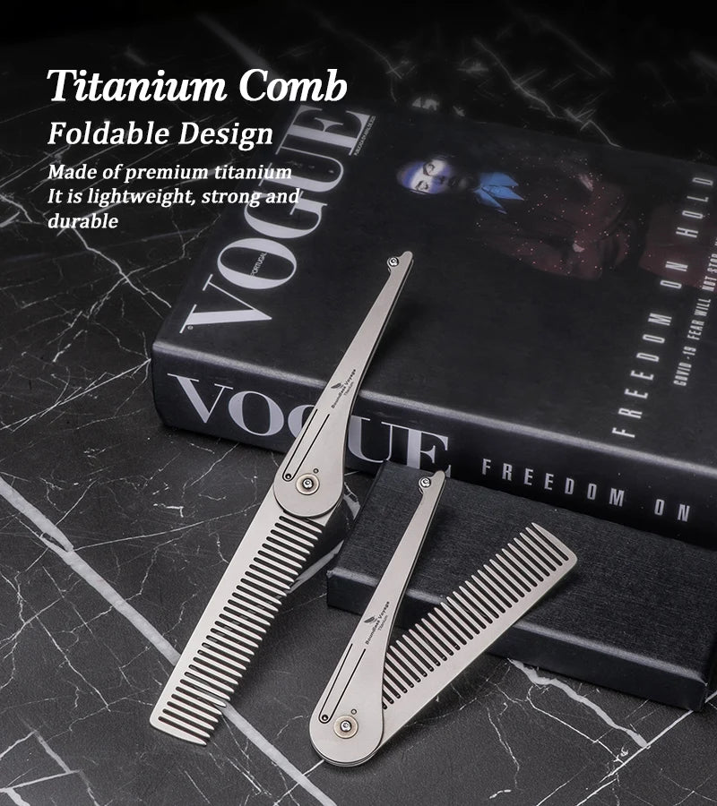 Boundless Voyage Titanium Foldable Comb Outdoor Camping Hair Bangs Beard Comb Personal Care Tool