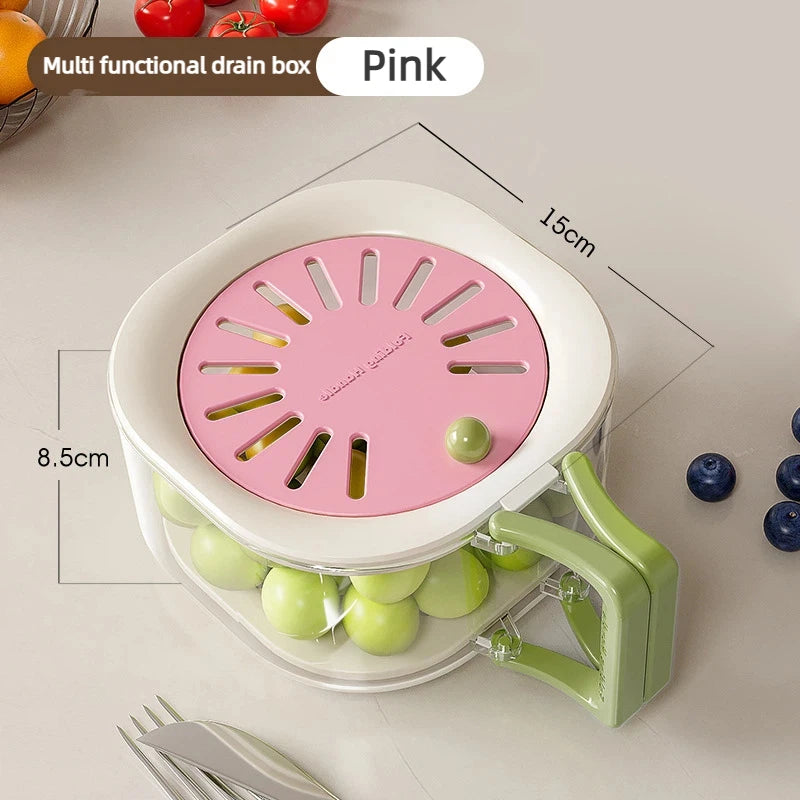 2-in-1 Fruit & Vegetable Washing Basin with Lid & Drain Basket | Fresher, Cleaner Food