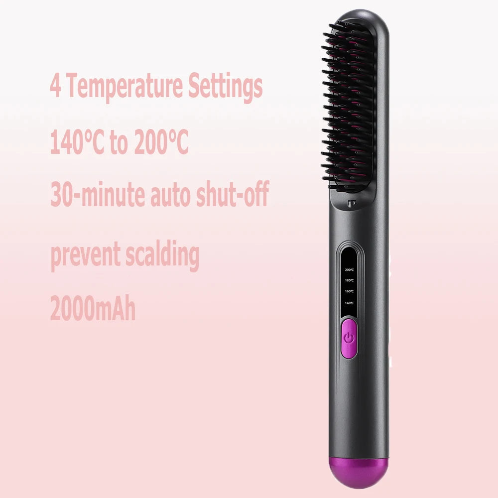 Hot Comb Straightener Professional Quick Heated Electric Wireless Hair Straighten Personal Care Multifunctional Hairstyle Brush