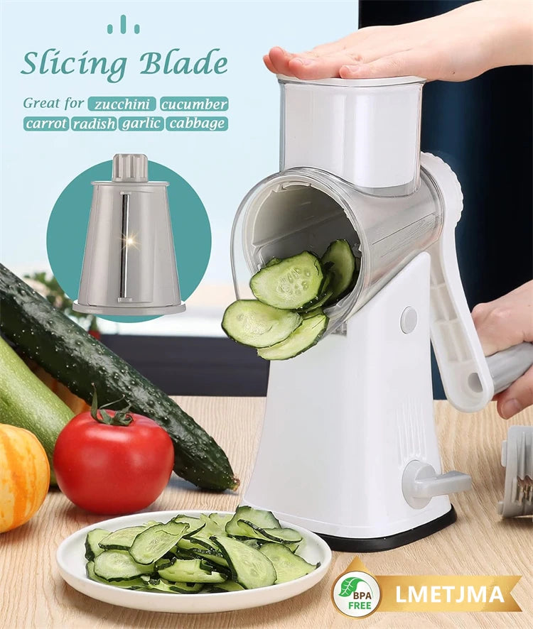 5-in-1 Rotary Cheese Grater & Vegetable Slicer — Grate, Slice & Shred in Seconds