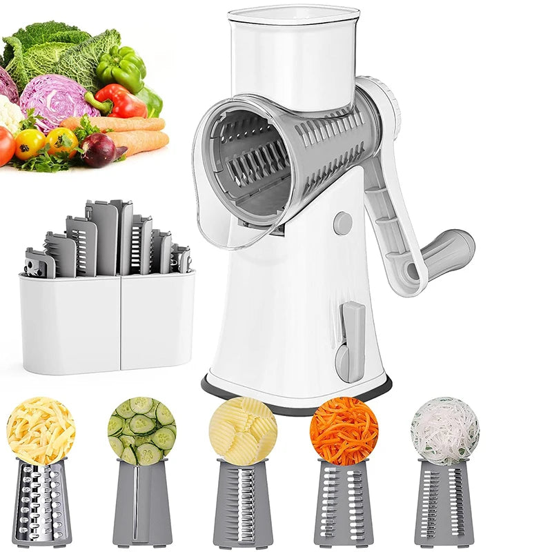 5-in-1 Rotary Cheese Grater & Vegetable Slicer — Grate, Slice & Shred in Seconds