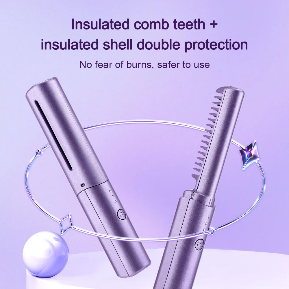 Hot Comb Straightener Professional Quick Heated Electric Wireless Hair Straighten Personal Care Multifunctional Hairstyle Brush