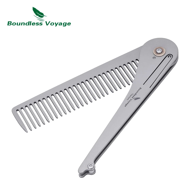 Boundless Voyage Titanium Foldable Comb Outdoor Camping Hair Bangs Beard Comb Personal Care Tool
