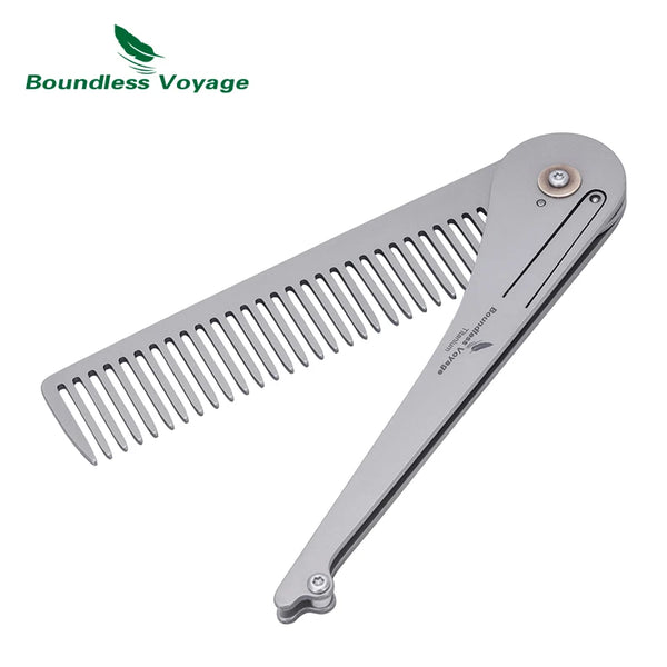 Boundless Voyage Titanium Foldable Comb Outdoor Camping Hair Bangs Beard Comb Personal Care Tool