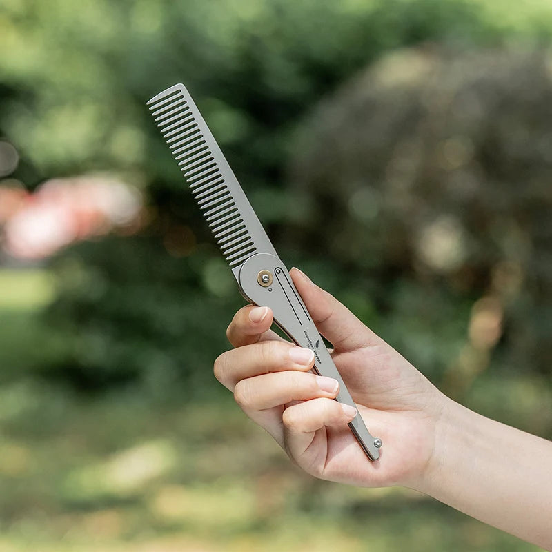Boundless Voyage Titanium Foldable Comb Outdoor Camping Hair Bangs Beard Comb Personal Care Tool