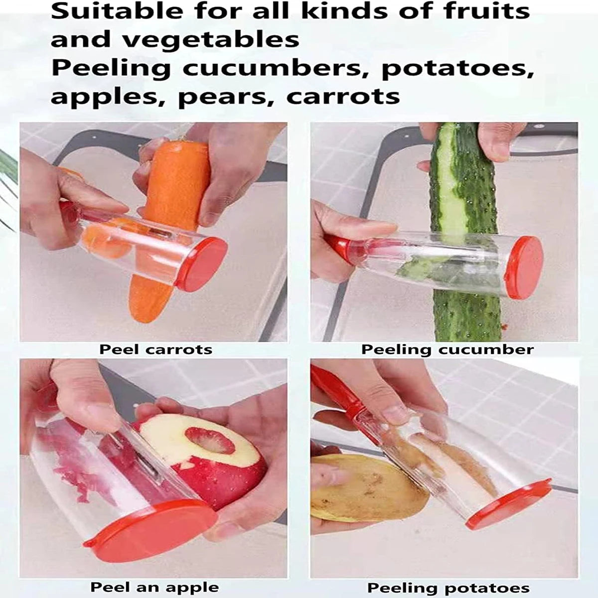 Stainless Steel Peeler with Catcher Container | Peel Without the Mess