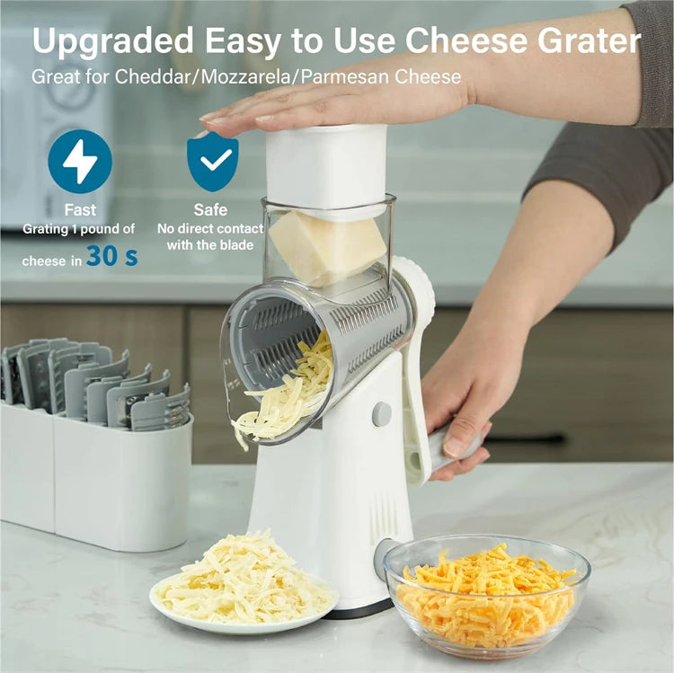 5-in-1 Rotary Cheese Grater & Vegetable Slicer — Grate, Slice & Shred in Seconds
